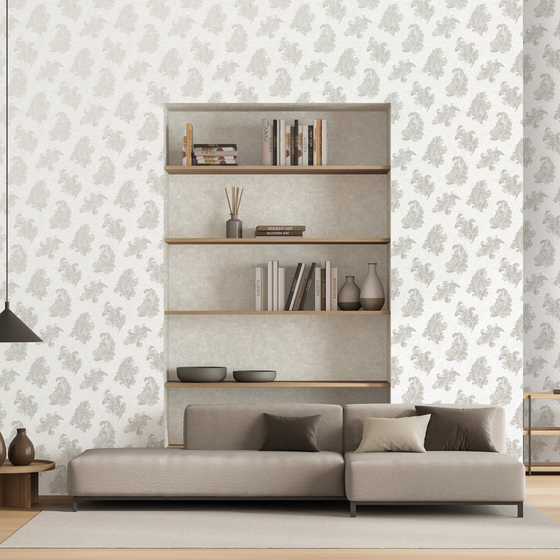 Palazzo 2 Collection Shimmer Acanthus Design Wallpaper Roll, Silver