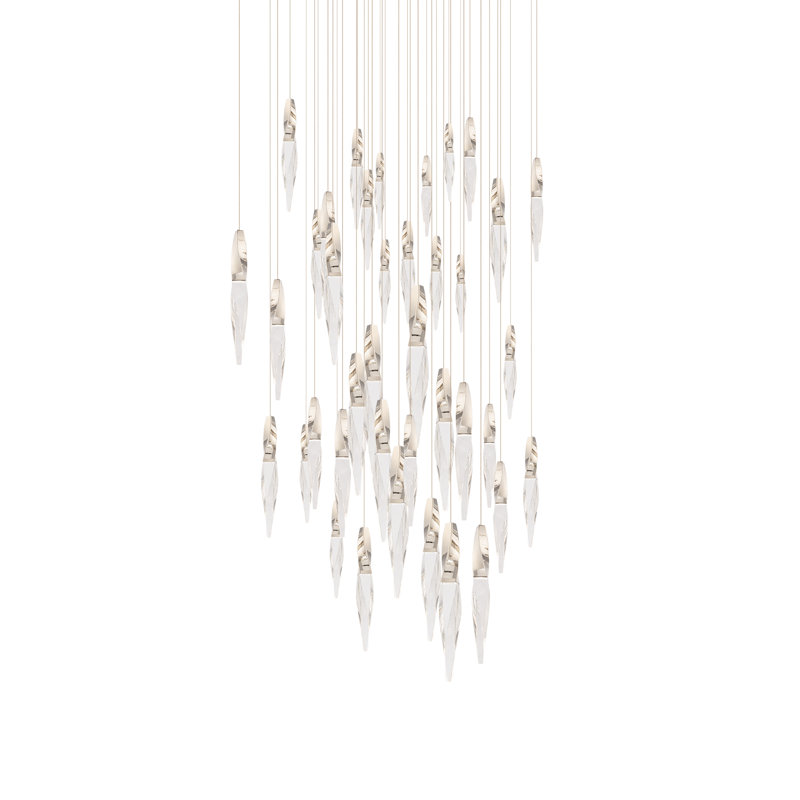Kindjal 41 Light Crystal LED Multi-Light Pendant, Polished Nickel