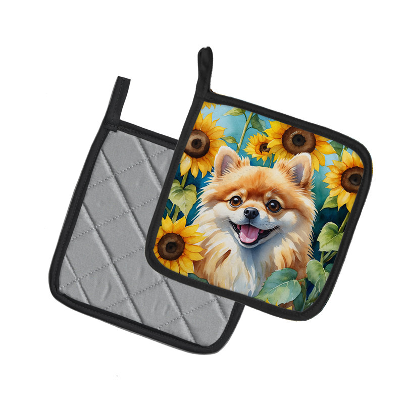 Caroline's Treasures In Sunflowers Floral Polyester Potholder Set
