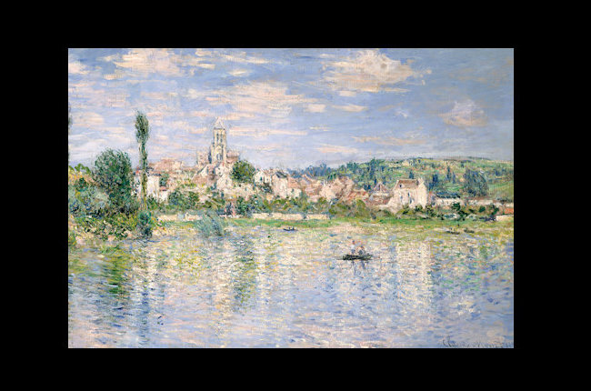 «Vetheuil In Summer, 1880» par Claude Monet - reproduction d'art sur toile tendue, H 18 po x l 26 po x P 1,5 po, Pas de tapis
