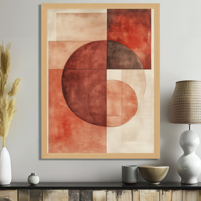 Équilibre en terre cuite rouge-brun III - Tableau abstrait moderne de transition encadré
