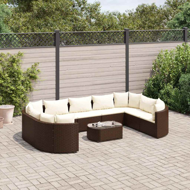  Ensemble de 10 chaises de patio brun, blanc crème, Blanc, crème, Brun