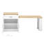 Îlot de cuisine avec table extensible et rangement Evelyn, plateau en faux marbre blanc Evelyn-632257850