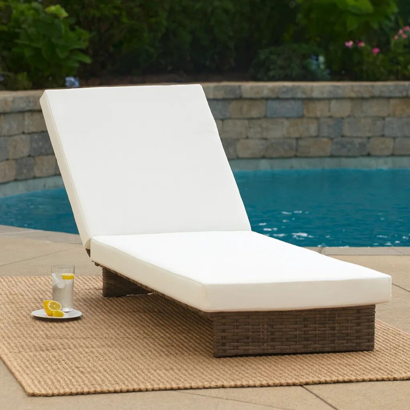 Coussin de chaise longue, 76 po, mousse de polyuréthane, tissu imperméable crème