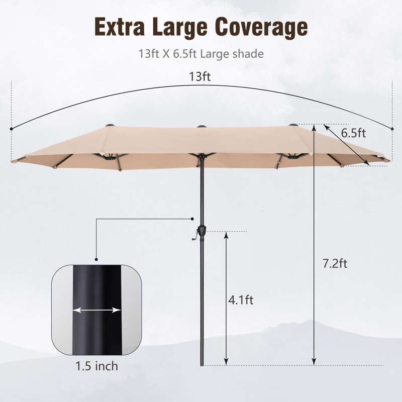Ensemble de salle à manger rectangulaire pour 60 personnes avec parasol Leonard