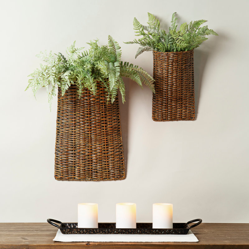 Malcom 2-Piece Rattan Wall Planter