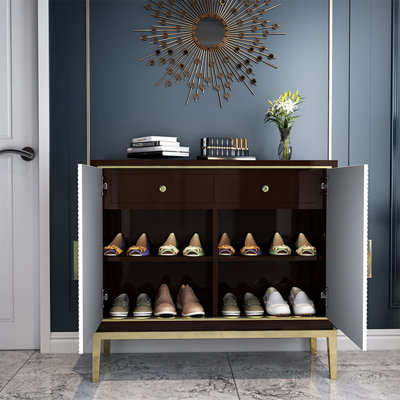 Light Luxury Color-Block Shoe Storage Cabinet