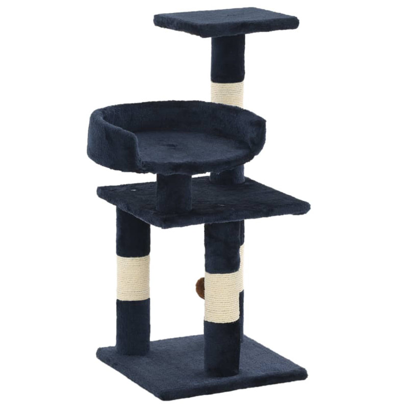 Arbre à chat vidaXL Bleu, panneau de particules, corde en sisal moelleux et durable