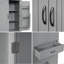 Armoire de cuisine Modern Farmhouse, armoire à linge avec tablette réglable-1996133516