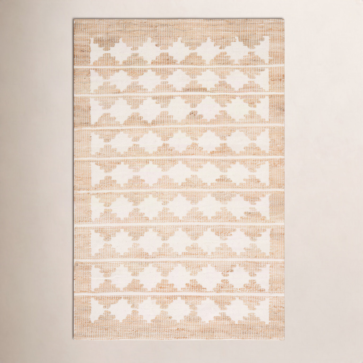 Ivory Natural Hand-Loomed Jute Wool Rug, Rectangle 3' x 5'