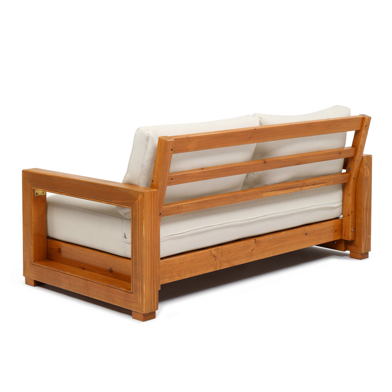 Solid Wood Patio Sofa Loveseat with Cushions