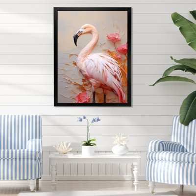 «Elegant Pink Flamingo Paradise III», reproduction d'art sur toile