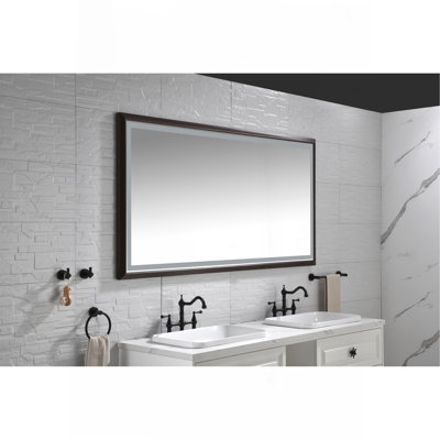 Miroir de salle de bain à DEL avec lumières, miroir à cadre en métal, miroir de meuble-lavabo mural