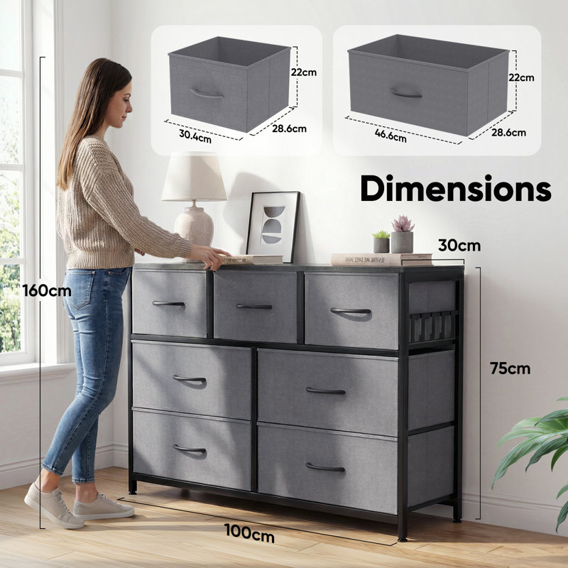 7 Drawer Storage Drawer, Grey