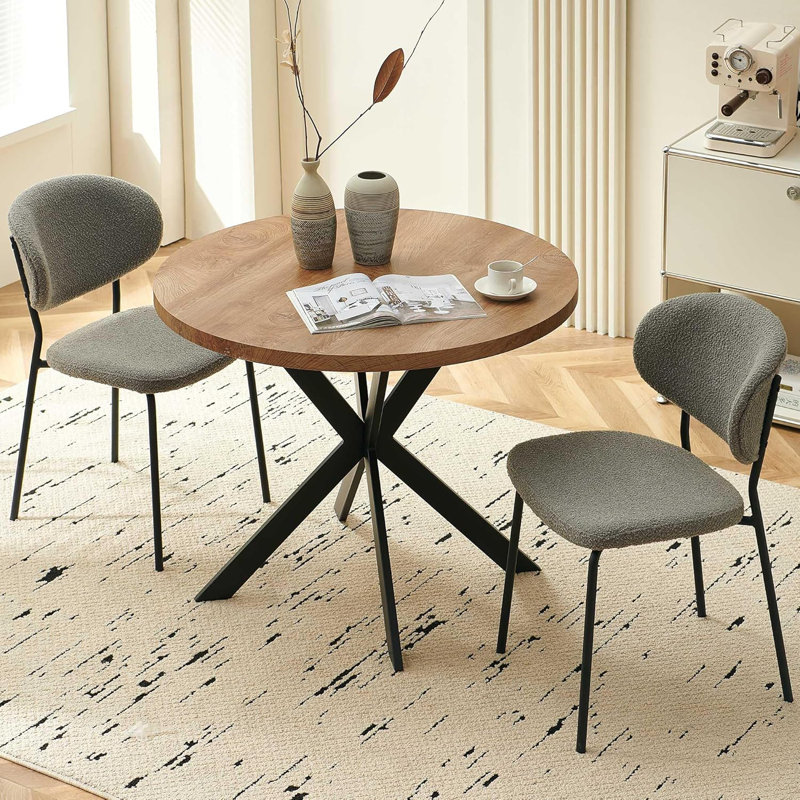 2-Seater Round Kitchen Table Chairs Set, Gray