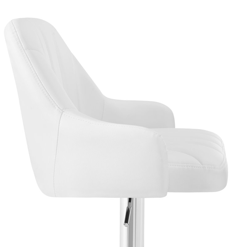 4PCS Adjustable Barstools Swivel PU Counter Height Stools For Pub, Dining Room, White/Silver