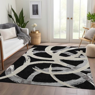 Premium Machine Washable Mayfield AMF1022 Circles Rug