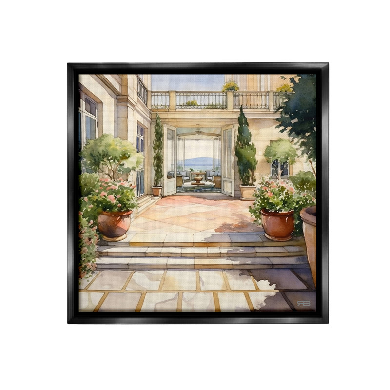"European Villa Architecture" par RB sur toile, Cadre flottant noir de jais, H 25 po x l 25 po