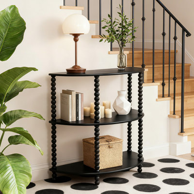 31.5" 3-Tier Half Moon Console Table - Vintage Entryway Table For Living Room,Hallway Or Foyer by 17 Stories