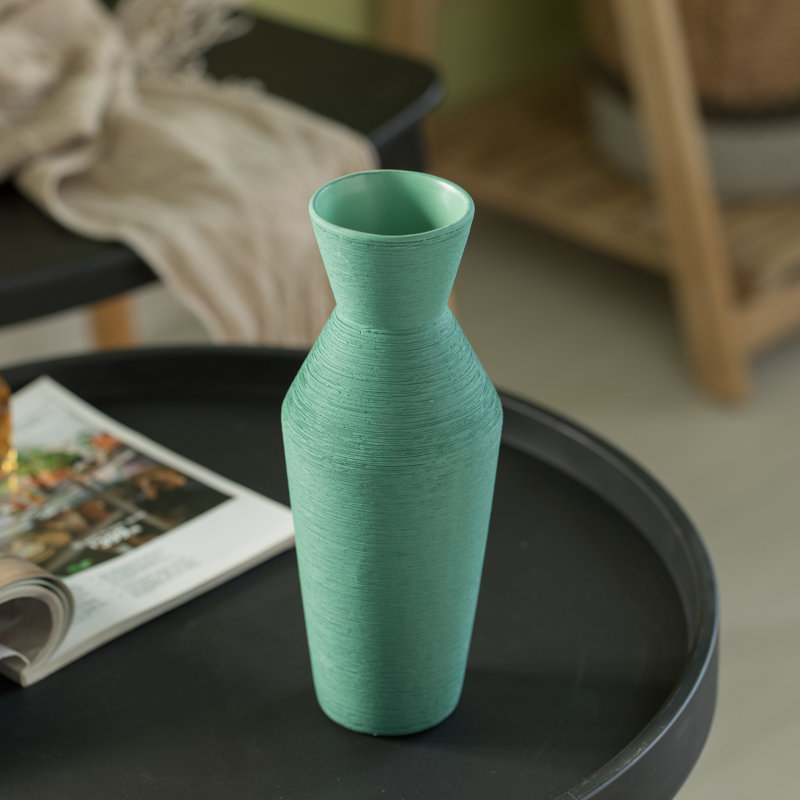 Ceramic Table Vase, Green, 10'' H x 3.5'' W x 3.5'' D