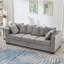 Velours moderne gris à 3 places avec clous carrés et argentés, repose-pieds en bois massif, coussin à haute élasticité, housse amovible, rangement inférieur gris, accoudoirs, siège à ressorts ensachés, housse en dessous-1370599288