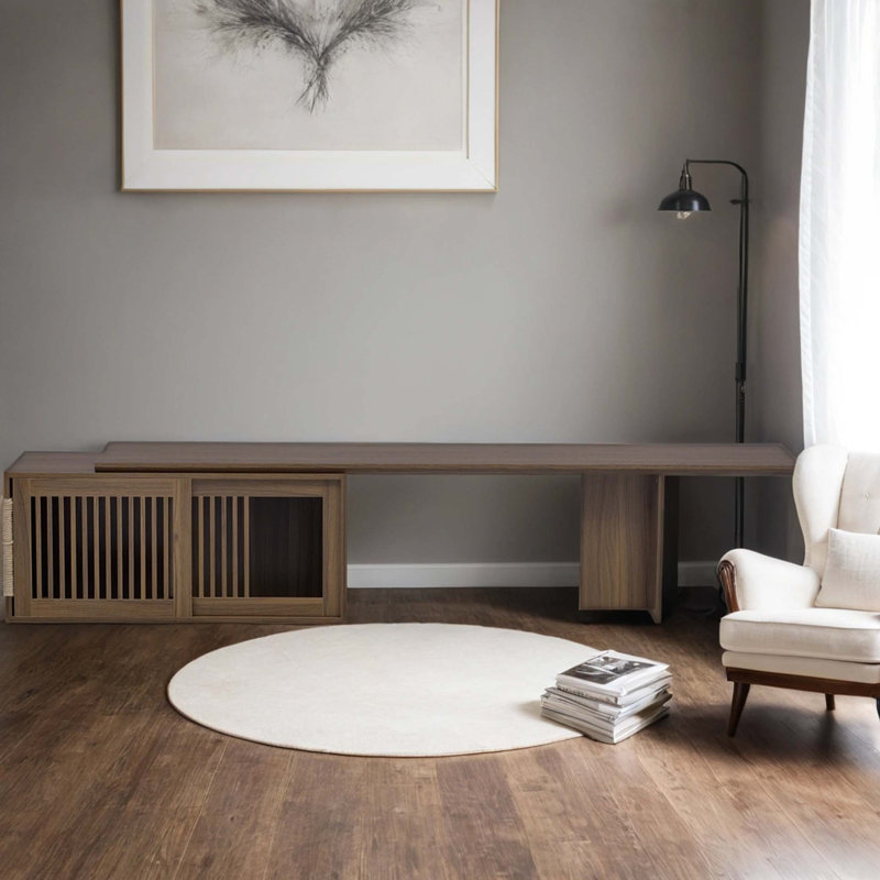 Meuble télé Mid-Century en noyer avec table extensible Morden