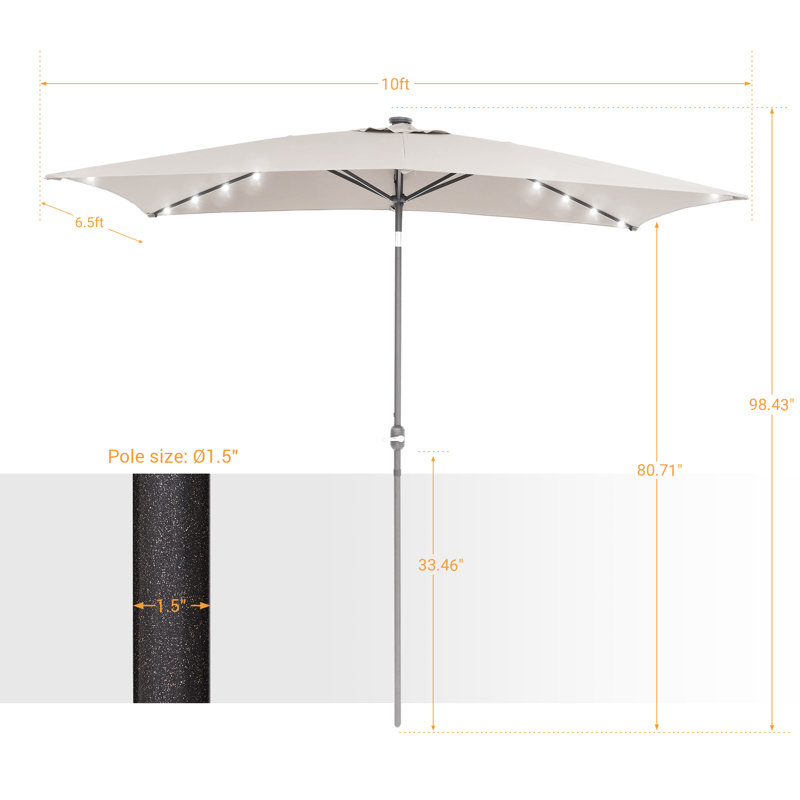 Parasol de marché d'extérieur à DEL 10 pi avec lumières solaires Trevyon, Beige