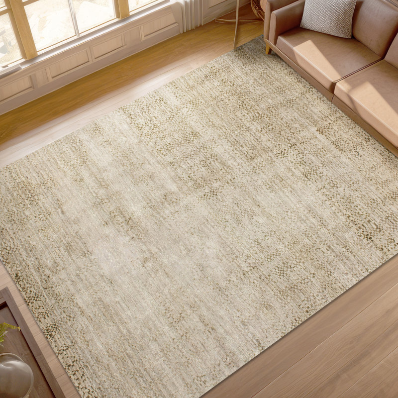 Hand Knotted Area Rug in Celadon, Rectangle 6' x 9'