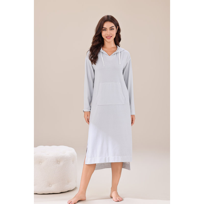Monzeratt Polyester Blend Mid-Calf Bathrobe, L