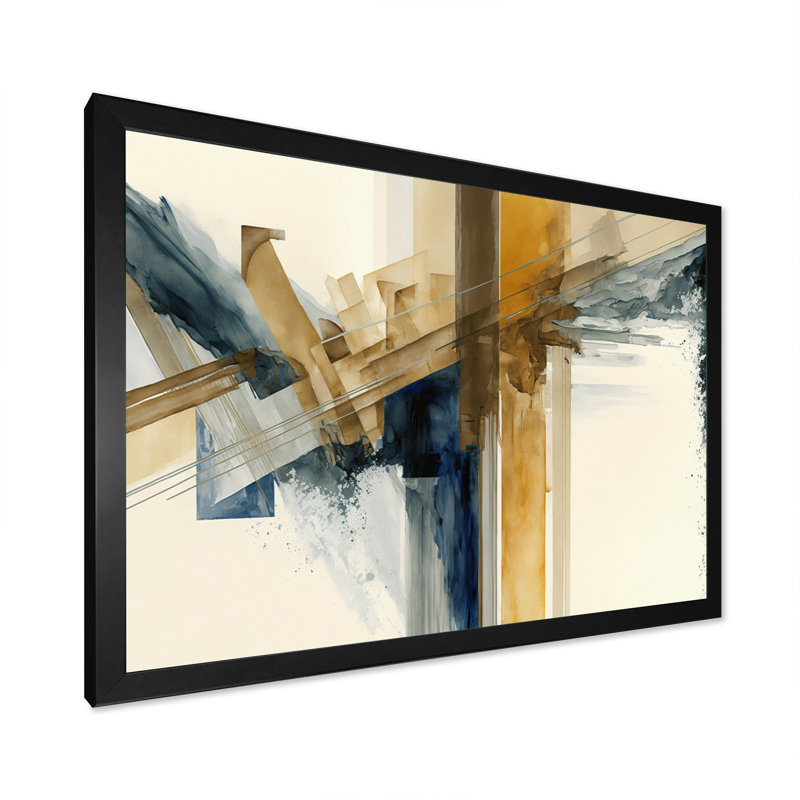 «Modern Watercolor Abstract II», impression sur toile, Cadre simple noir, H 12 po x l 20 po x P 1 po