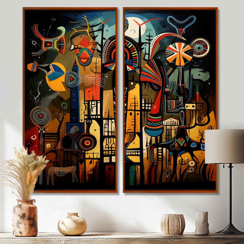 Abstract Sub-Saharan Landscape - Red Canvas Prints, 40" H x 40" W, Brown, Floater Framed Print