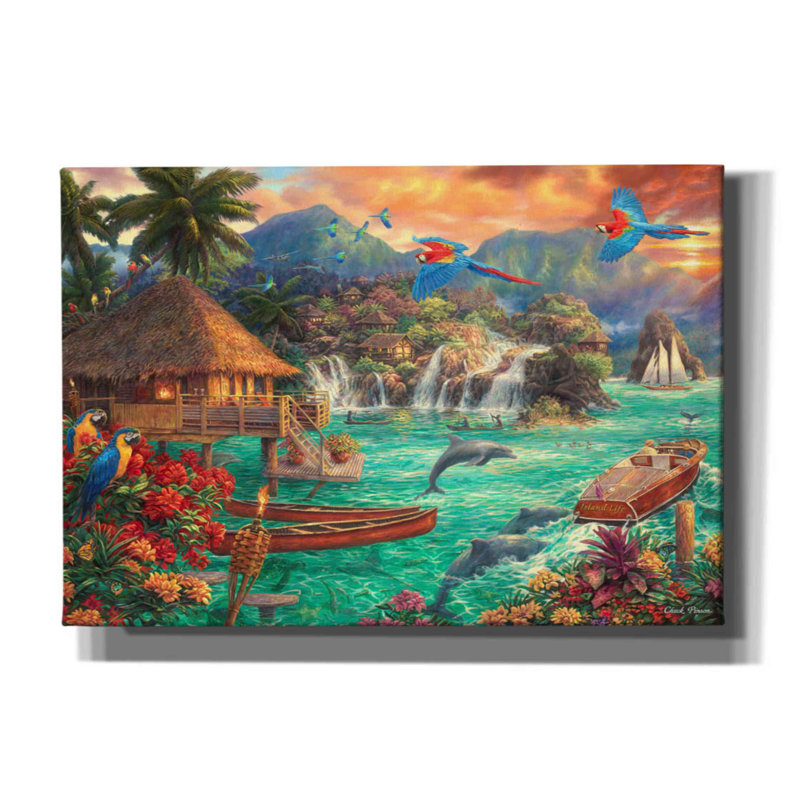 «Island Life» par Chuck Pinson, art mural sur toile, L 26 po x H 18 po x P 1,5 po