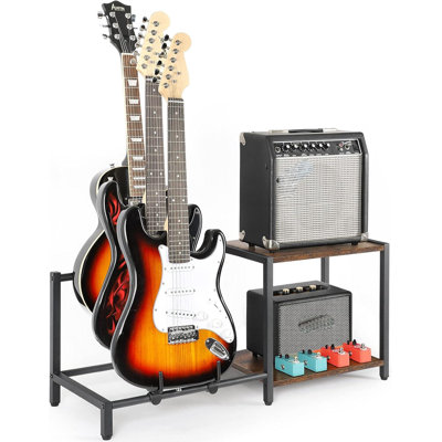 Guitar Stand,3 Electric Bass Guitar Stand Floor With Guitar Amp Stand,Guitar Rack For Multiple Guitars And Guitar Accessories, Adjustable Guitar Holde -  Rebrilliant, F8DA04D46A664879BFCACA1574223A31