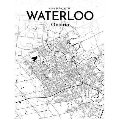 « waterloo city map », reproduction d’impression sur affiche en encre