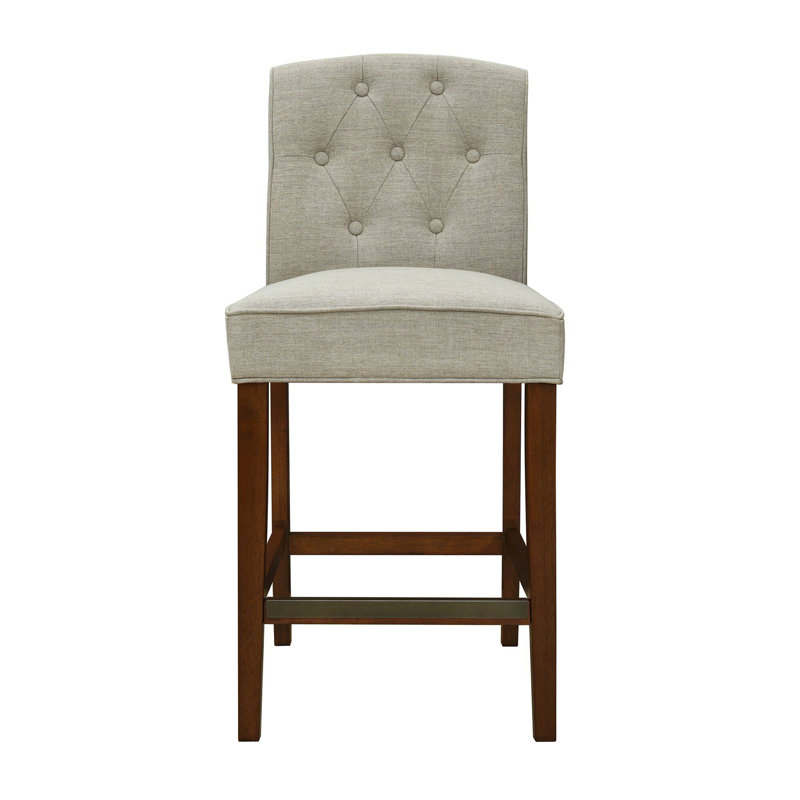 Horton Tufted Counter Stool, Tan / Brown Frame