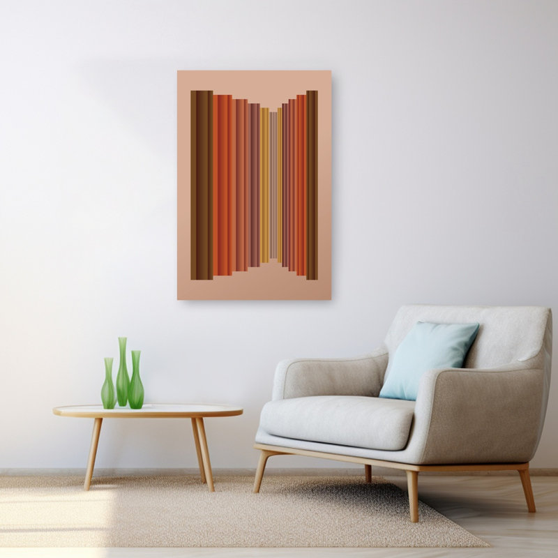 Impression d'art contemporain abstrait géométrique chaleureux, 48" H x 32" W