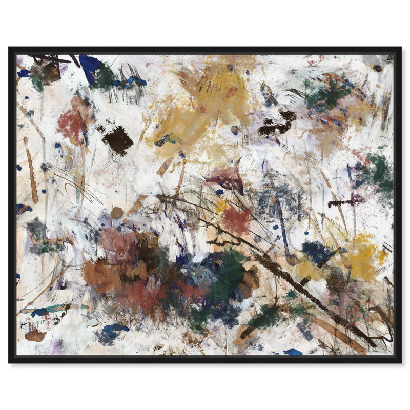 Elegant Bold Paint Splatters Print by Oliver Gal, Black Floater Framed, 31" H x 37" W