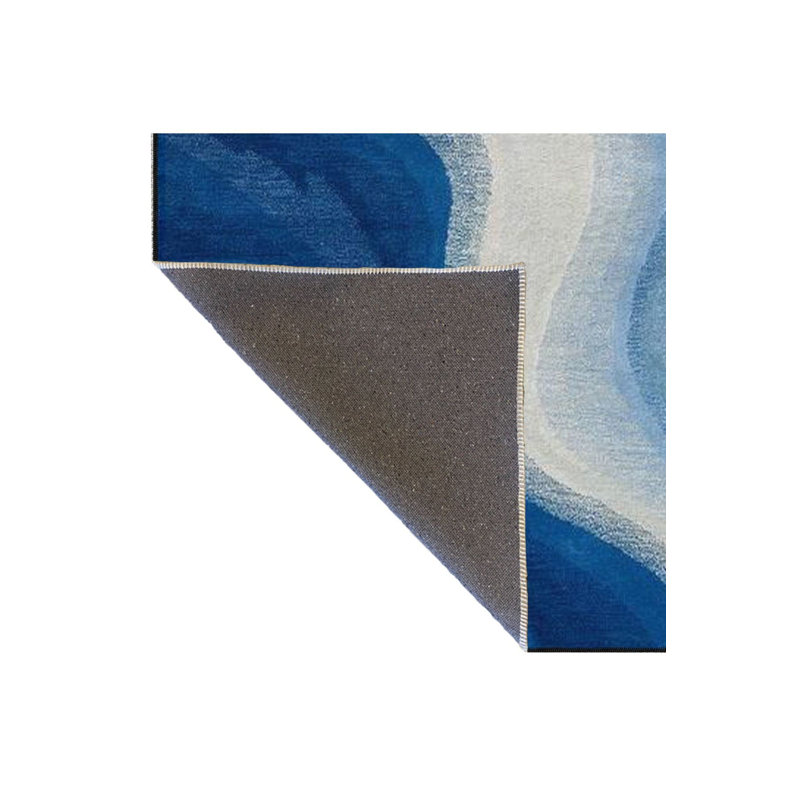 Tapis tissé ondulé lavable à motif mer, Sous-tapis rectangulaire de 3 pi 3 po x 4 pi 11 po