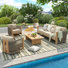 Positano Patio 5 Person Swivel Aluminum / Weave Rope Conversation Set With Sunbrella® Cushions