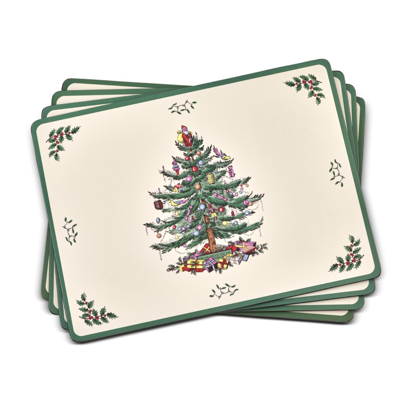 Christmas Tree 4 Piece Cork Placemat Set