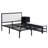Full Size Metal Platform Bed With Two-Tier Storage Shelves, Wooden Storage Cabinet, Black