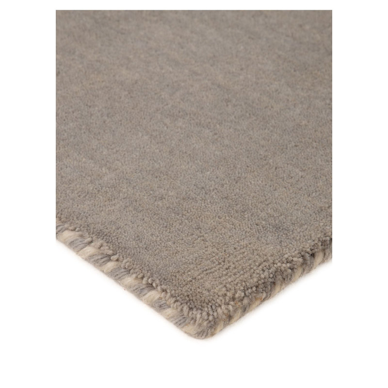 Solid Colour Wool Hand Woven Area Rug, Runner 80 x 400cm, Light gray
