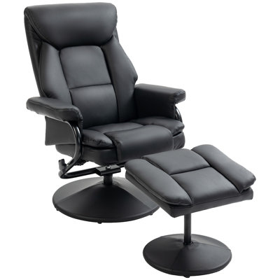 Fauteuil inclinable pivotant en cuir avec repose-pieds Jurita