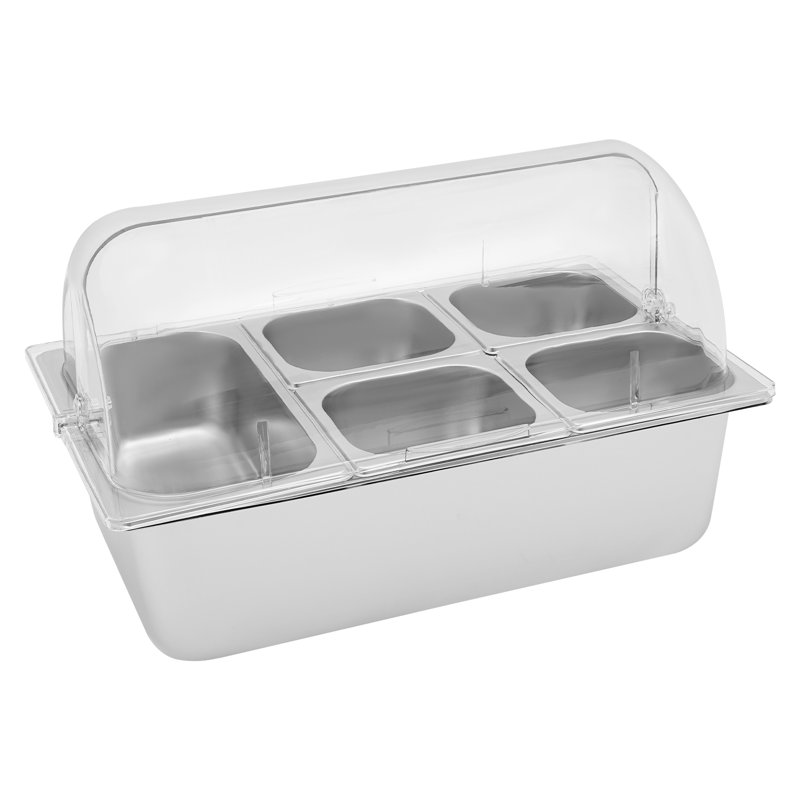 Contenant alimentaire en acier inoxydable 5 compartiments avec couvercle, cuillères, pinces, sacs d'eau