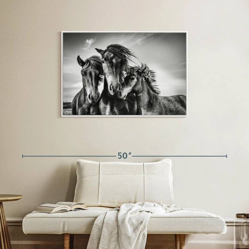 Chevaux Lemvig, Cadre flottant blanc, 37 po x 25 po