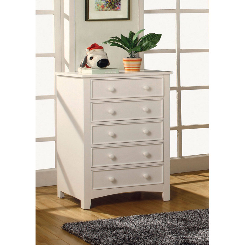 Commode 5 tiroirs Agnew, Blanc
