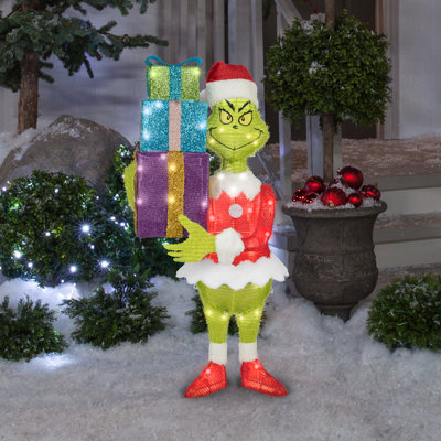 Sculpture 3D en forme de guirlande lumineuse de Noël avec pile de cadeaux Dr. Seuss