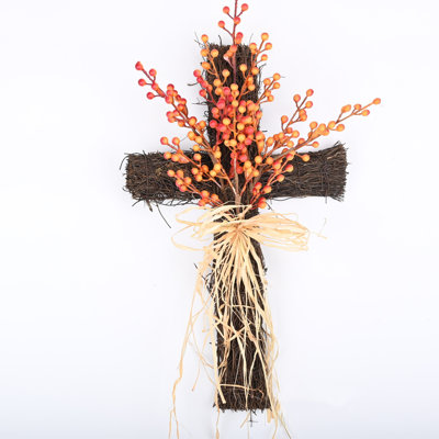 Ono 20" Berry Cross Wreath For Front Door