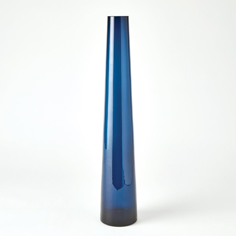 Handmade Glass Table Vase, 27.75" H x 5.25" W x 5.25" D, Blue
