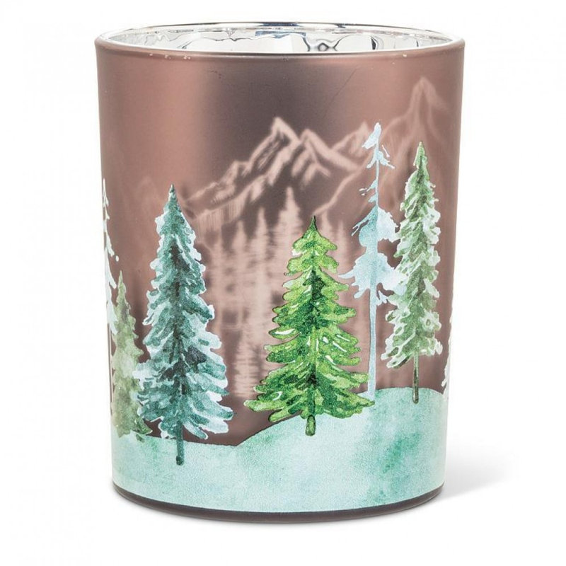 Porte-bougie moyen avec arbres givrés